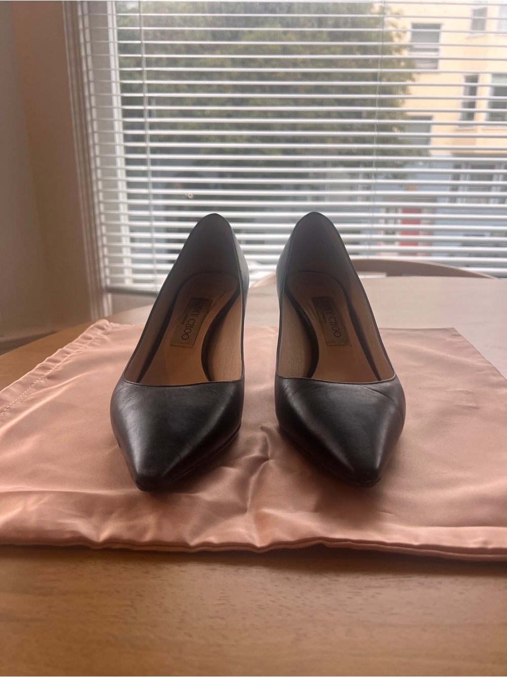 Jimmy Choo Black Leather Pointed Pumps - Very Good - Sz 39